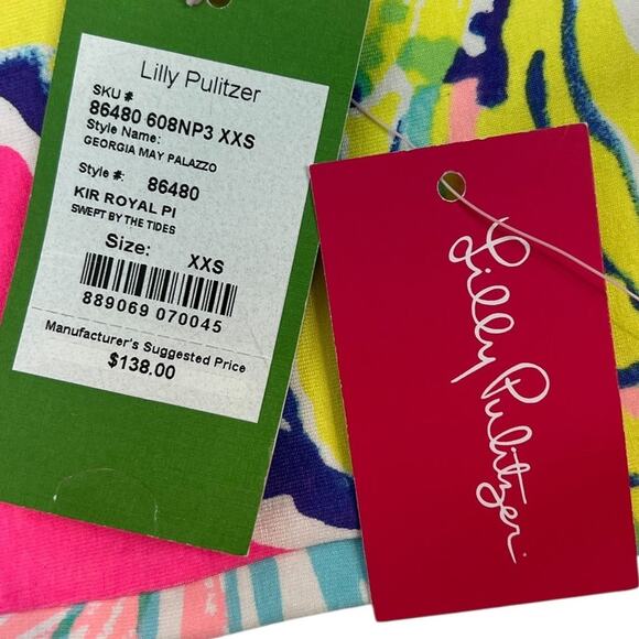 LILLY PULITZER Georgia May Palazzo Swept By The Tides Kir Royal Pink Pants XXS - Picture 5 of 12
